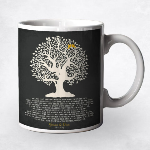 White Crooked Tree on Black wedding Coffee Mug M-1125