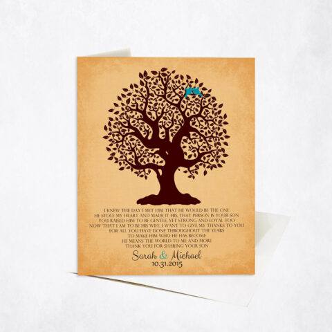 Brown Crooked Tree Poem on Gold wedding Stationery Card-1126