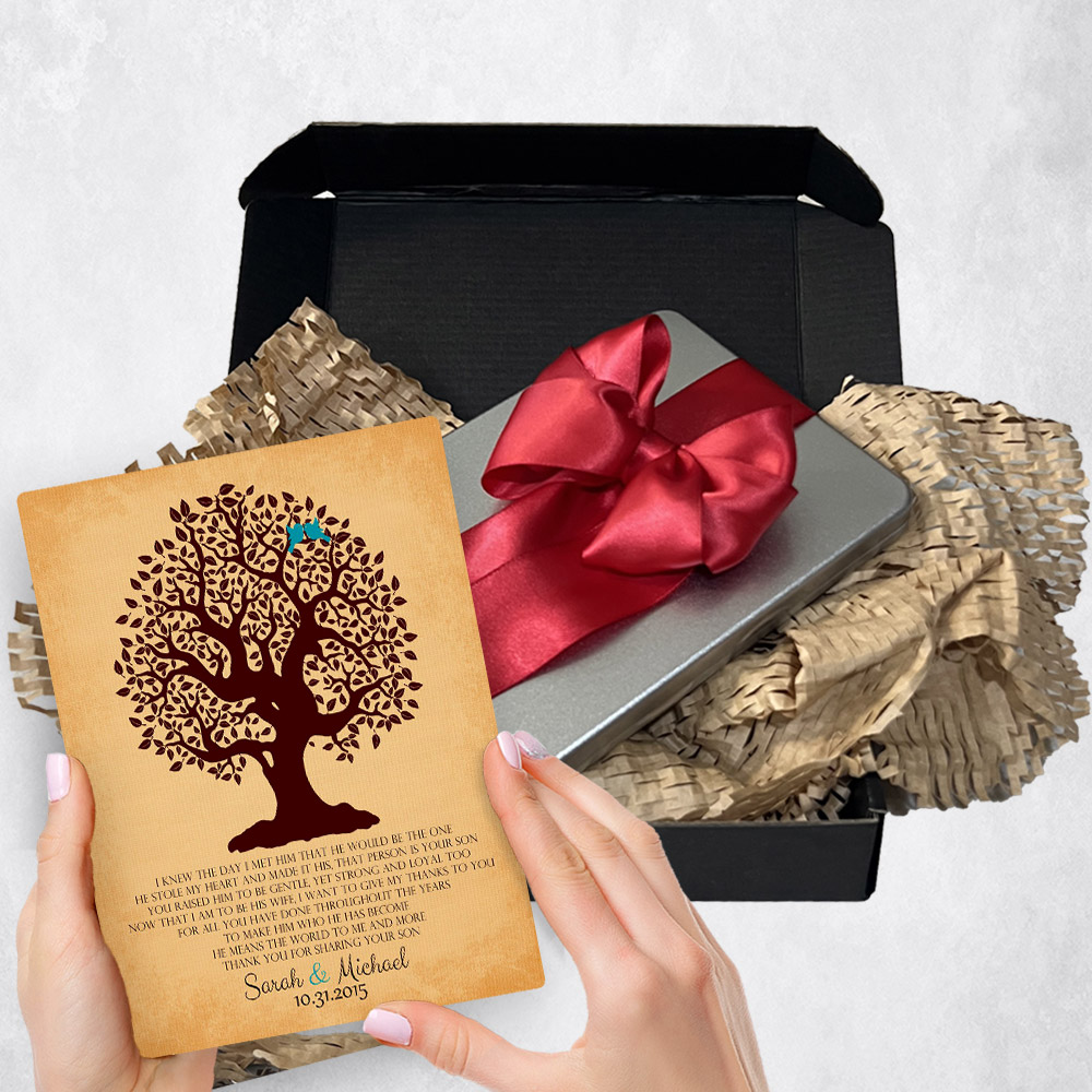 Personalized wedding gift delivery for mother of the groom Knotty Tree  plaque for a unique and permanent flower delivery alternative. wedding gift delivery.