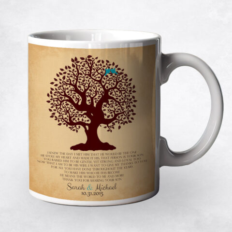 Brown Crooked Tree on Gold wedding Coffee Mug M-1126