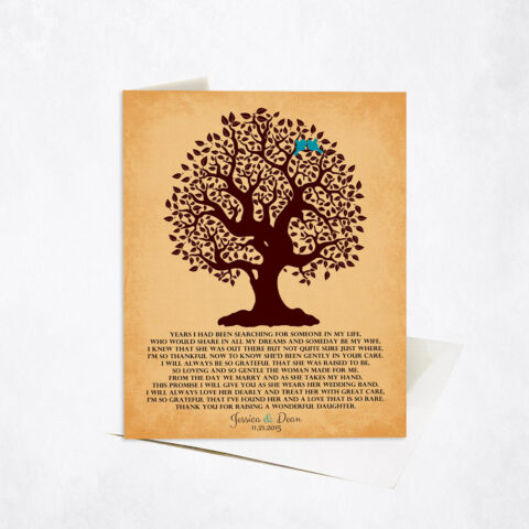 Brown Crooked Tree Poem on Gold wedding Stationery Card-1127