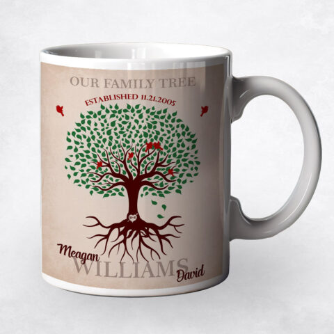 Green Tree with Roots Baby Birds anniversary Coffee Mug M-1129