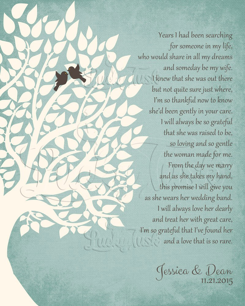 White Silhouette Tree Poem on Turquoise Distressed Linen wedding Wall Plaque LTC-1130