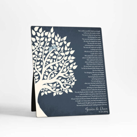 Silhouette Tree wedding  Desktop Plaque Gift for parents D-1132