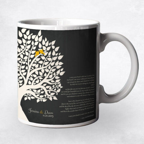 White Silhouette Tree on Black anniversary Coffee Mug M-1133