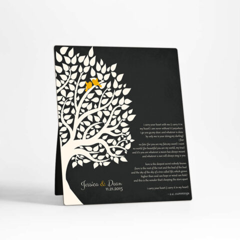 Silhouette Tree anniversary  Desktop Plaque Gift for couple D-1133