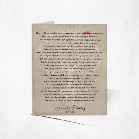 Faded Tree Thank You Poem for Parents wedding Stationery Card-1135