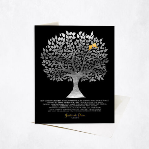 Silver Gratitude Silhouette Tree Poem Appreciation Stationery Card-1136