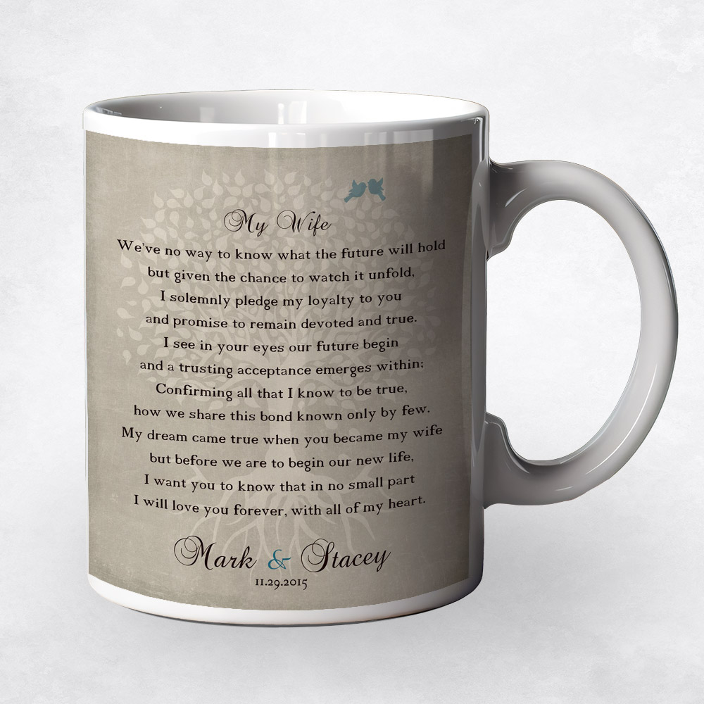 Closeup image of Love Poem for My Wife  wedding Coffee Mug M-1138