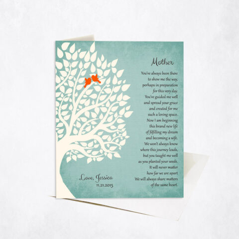 Silhouette Mother Tree Poem on Turquoise wedding Stationery Card-1139