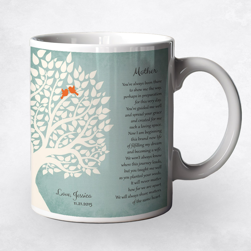 Closeup image of Silhouette Tree on Turquoise  wedding Coffee Mug M-1139