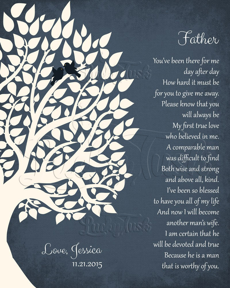 Silhouette Father Tree Poem on Blue Blue wedding Wall Plaque LTC-1140