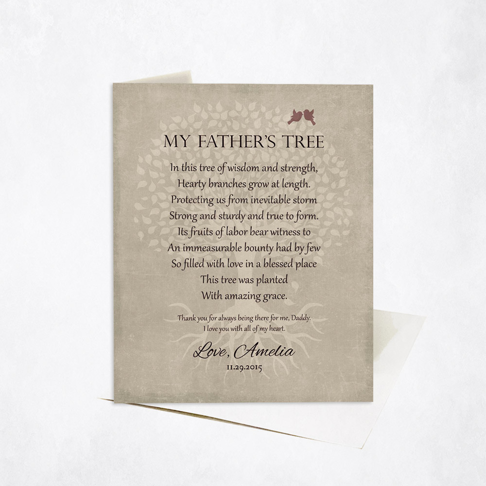 Picture of Faded Tree My Father's Tree Poem Father's Day Stationery Card C-1141