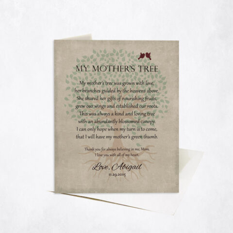 Faded Tree My Mother’s Tree Poem Mother’s Day Stationery Card-1142