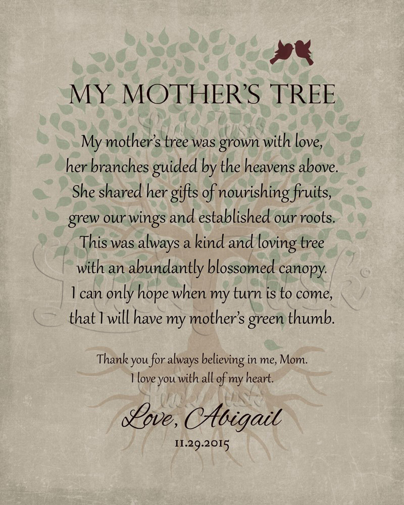 Faded Tree My Mother's Tree Poem on Stone Mother's Day Wall Plaque LTC-1142