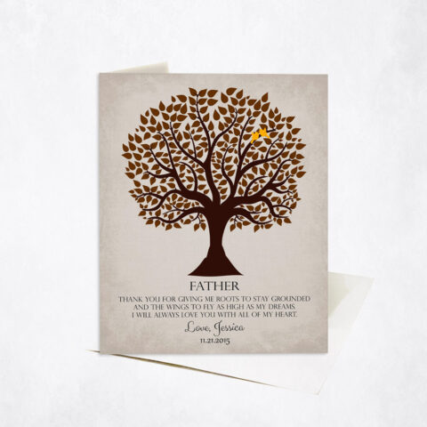 Brown Father Gratitude Tree Quote wedding Stationery Card-1144