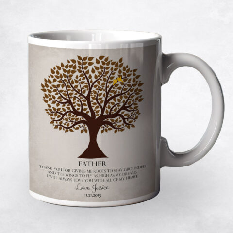 Brown Tree on Gray wedding Coffee Mug M-1144