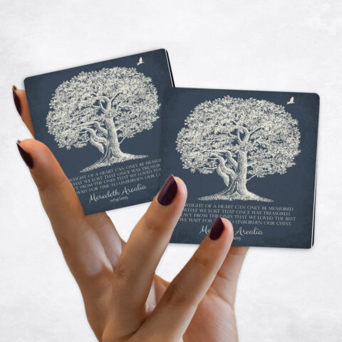 Gift Oak Memorial Tree Distressed Blue Magnet Set MAG-1146