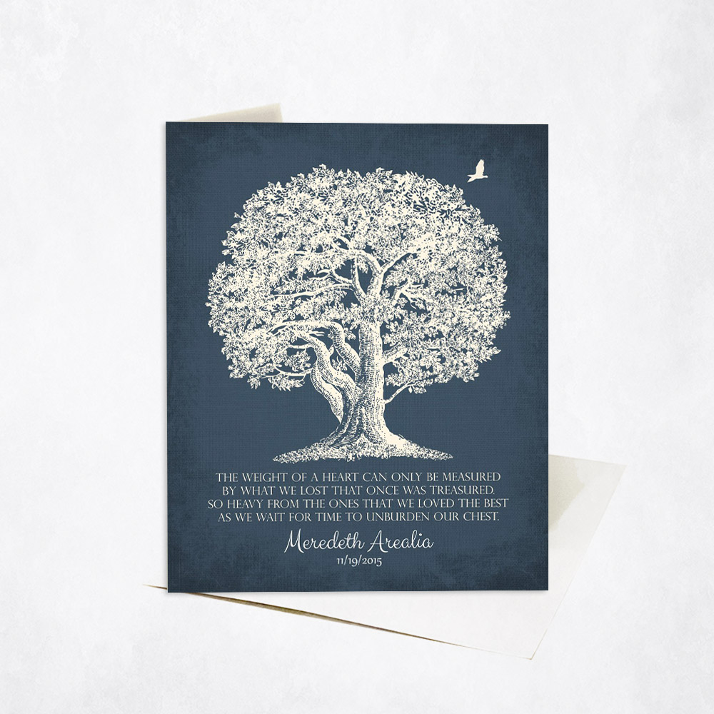 Picture of Oak Memorial Tree Poem Weight of a Heart Gift Stationery Card C-1146