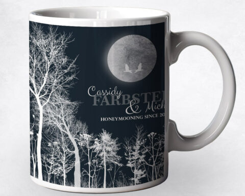 Full Moon and White Bare Trees anniversary Coffee Mug M-1148