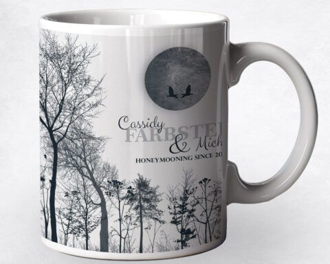 Full Moon and Blue Bare Trees anniversary Coffee Mug M-1149