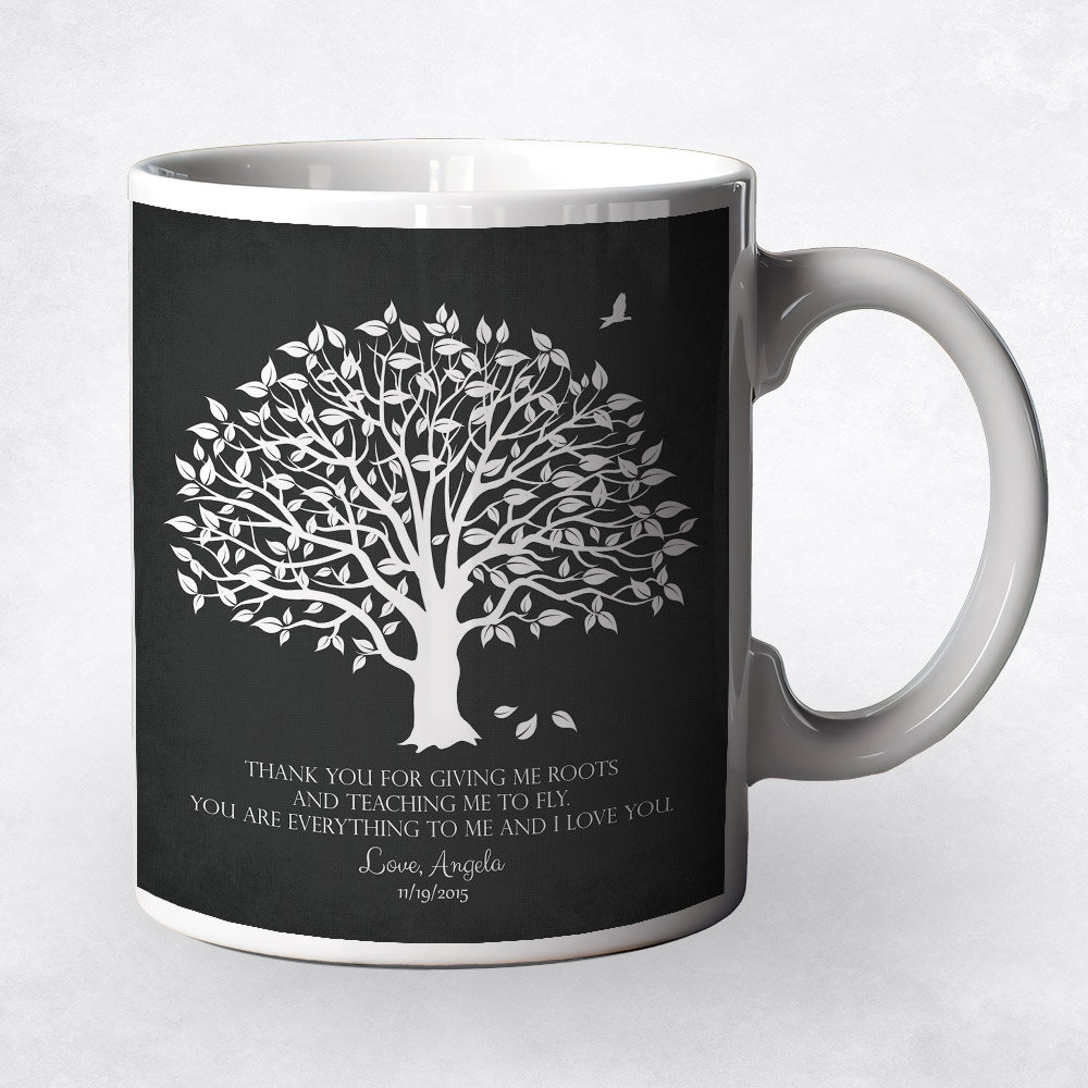 Closeup image of White Magnolia Tree on Black  wedding Coffee Mug M-1152