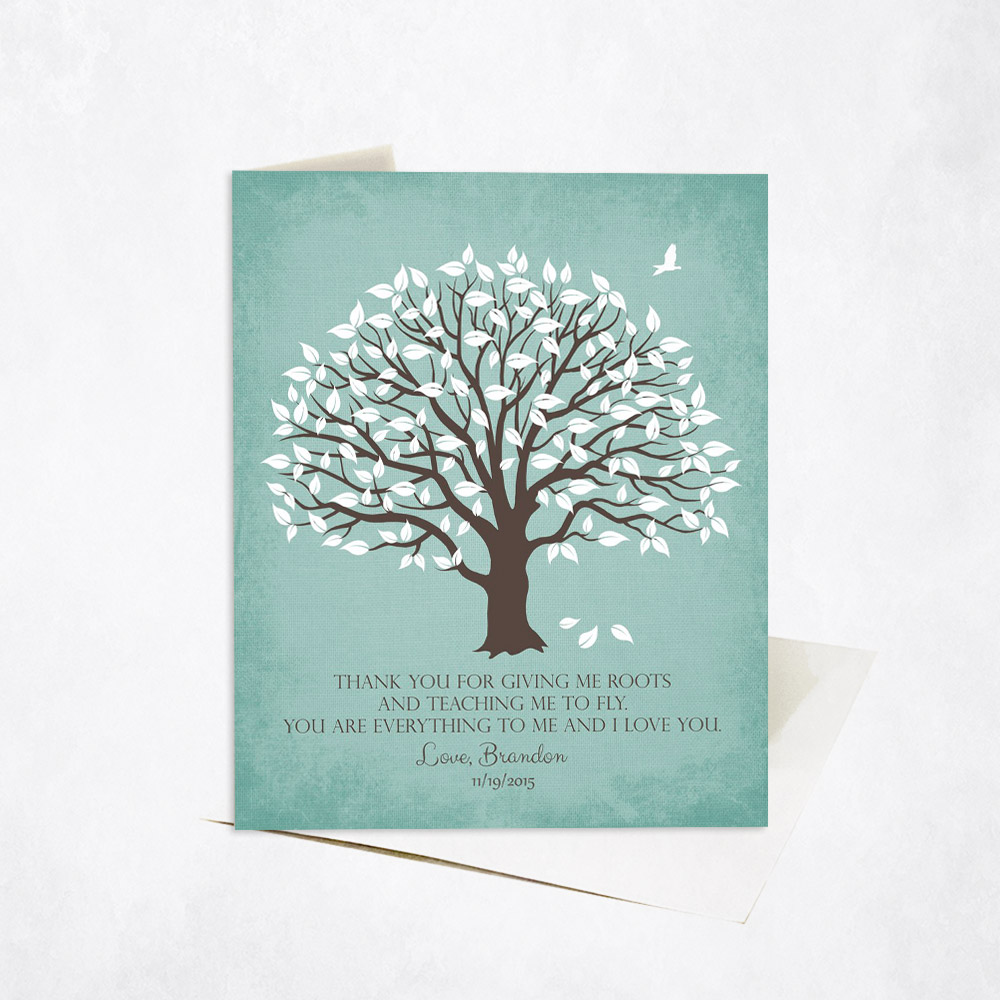 Picture of White Magnolia Mother Tree Quote on Turquoise wedding Stationery Card C-1155