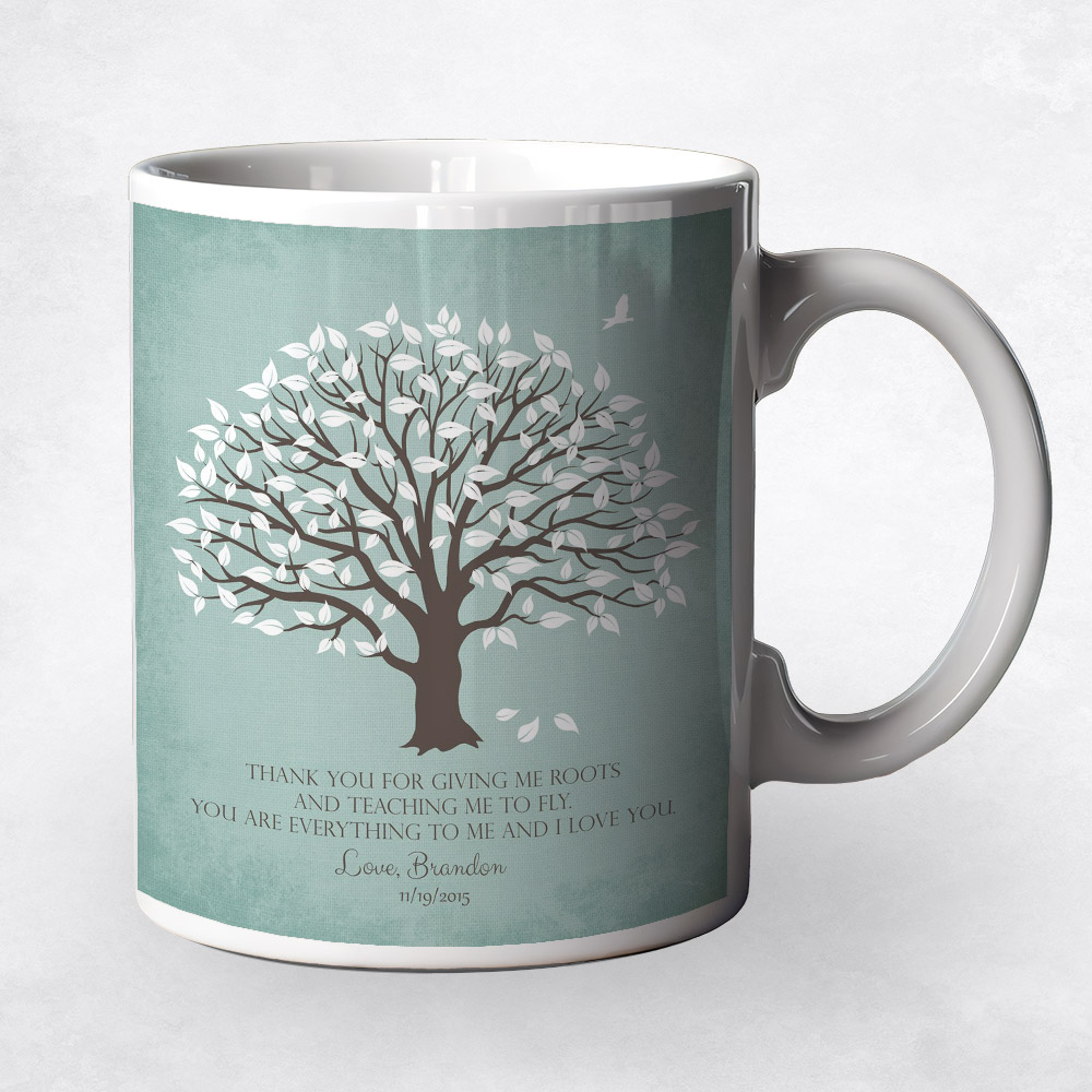 Closeup image of White Magnolia Tree on Turquoise  wedding Coffee Mug M-1155