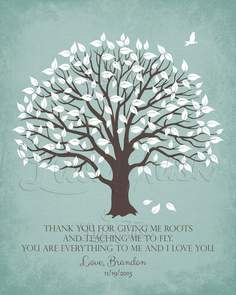 White Magnolia Mother Tree Quote on Turquoise Distressed Linen wedding Wall Plaque LTC-1155