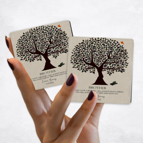 wedding Dark Olive Tree on Stone Magnet Set MAG-1162