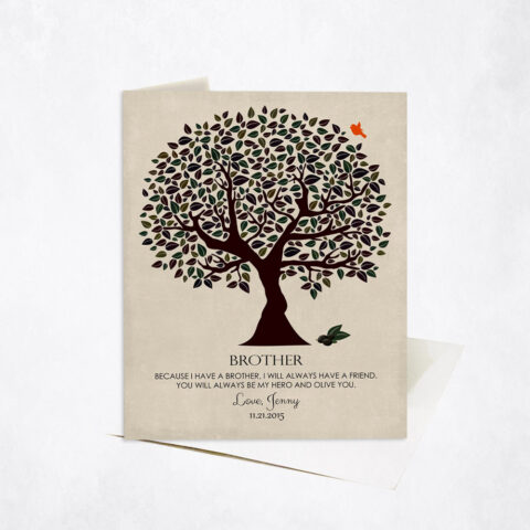 Dark Olive Brother Appreciation Tree Quote wedding Stationery Card-1162