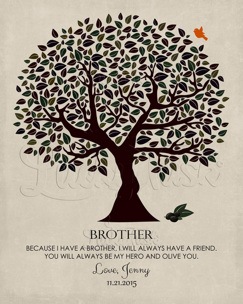 Dark Olive Brother Appreciation Tree Quote on Stone wedding Wall Plaque LTC-1162