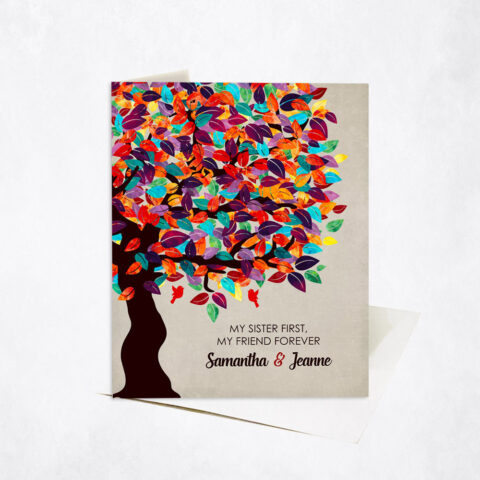 Colorful Spring Tree My Sister First Friend Forever wedding Stationery Card-1164