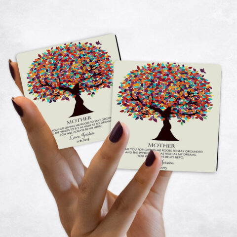 wedding Colorful Spring Tree on Yellow Magnet Set MAG-1165