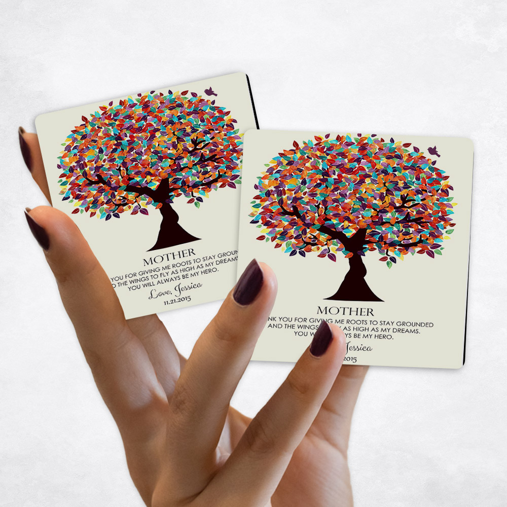 Close up picture of wedding Colorful Spring Tree on Yellow Magnet Set MAG-1165