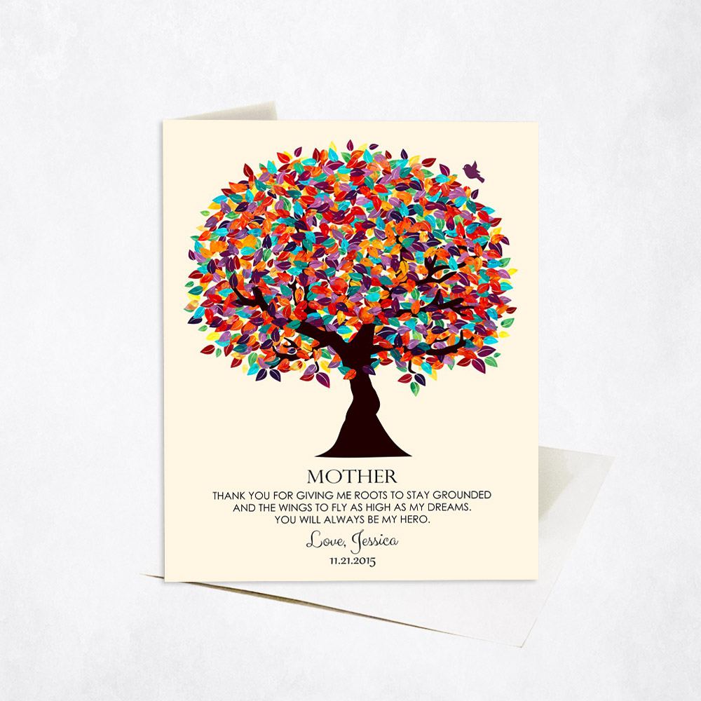 Picture of Colorful Spring Mother Tree Quote wedding Stationery Card C-1165