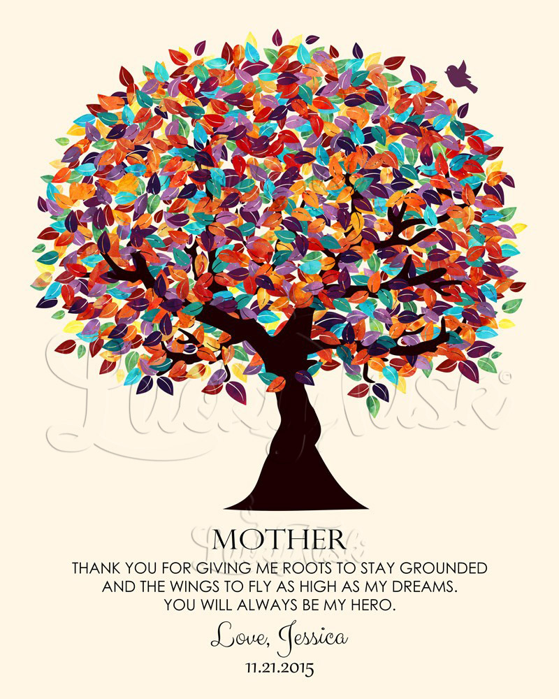 Colorful Spring Mother Tree Quote on Yellow wedding Wall Plaque LTC-1165