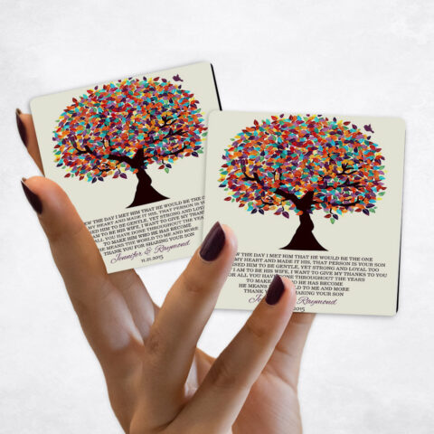 wedding Colorful Spring Tree on Yellow Magnet Set MAG-1167