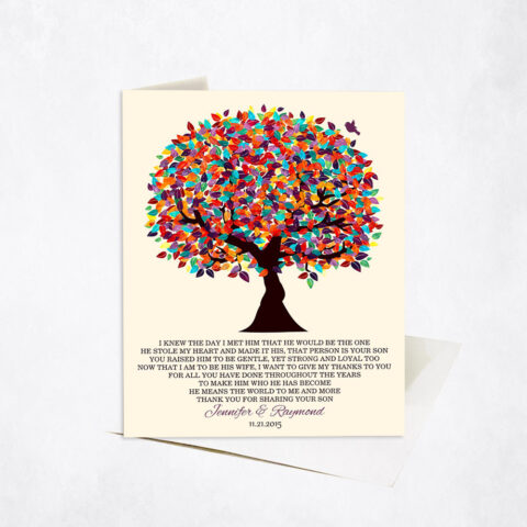 Colorful Mother of Groom Gratitude Tree Poem wedding Stationery Card-1167