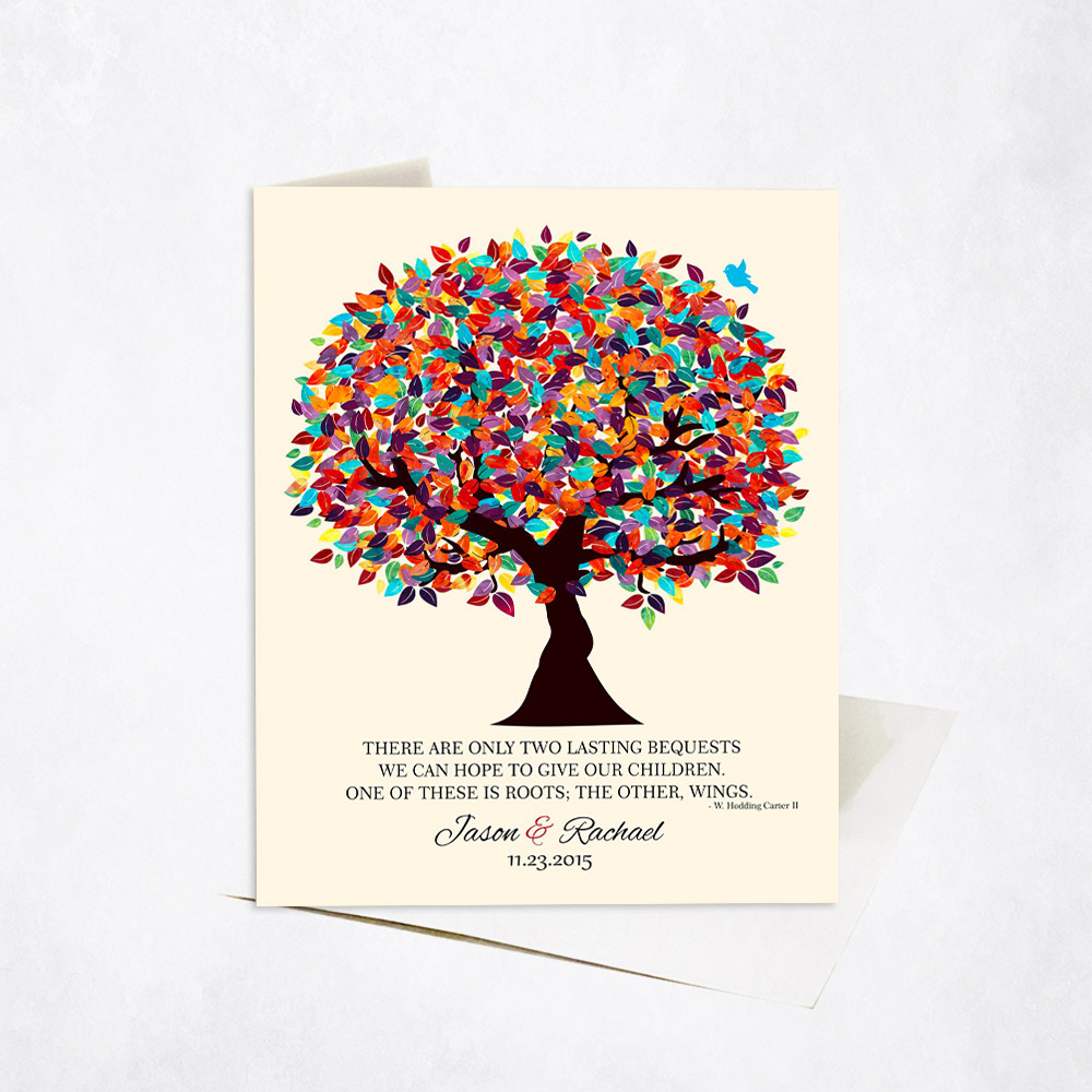 Picture of Colorful Parents Gratitude Tree Quote appreciation Stationery Card C-1168