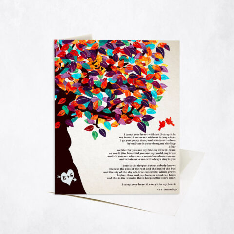 Colorful Spring Tree Love Poem for Him or Her 10th anniversary Stationery Card-1169