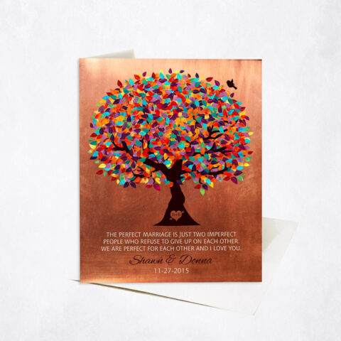 Colorful Appreciation Tree Perfect Marriage Quote 7th anniversary Stationery Card-1171