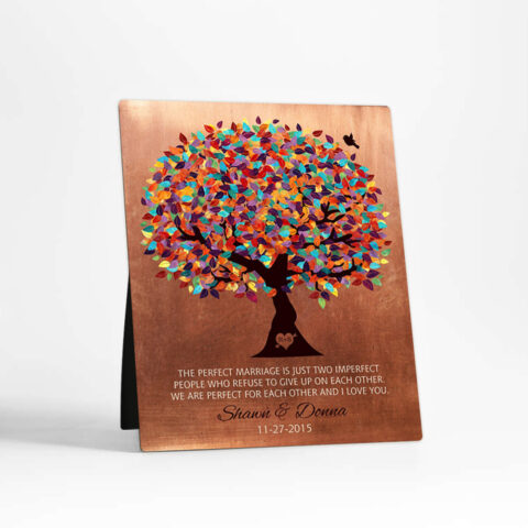 Spring Tree 7th anniversary Copper Desktop Plaque Gift for couple D-1171