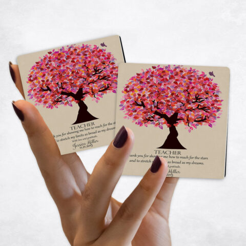 teacher appreciation Pink Tree on Stone Magnet Set MAG-1173