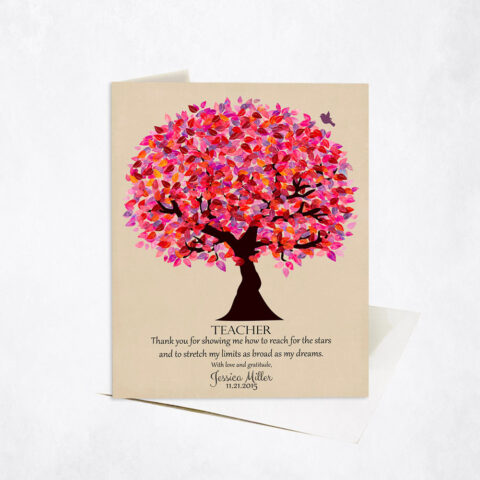 Pink Leadership Gratitude Tree Quote teacher appreciation Stationery Card-1173