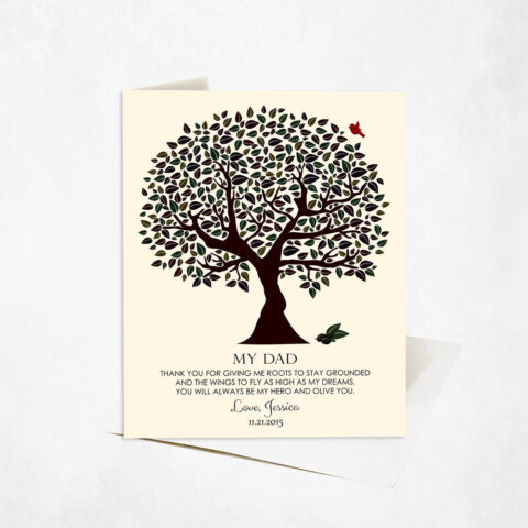 Dark Olive Dad Appreciation Tree Poem wedding Stationery Card-1175