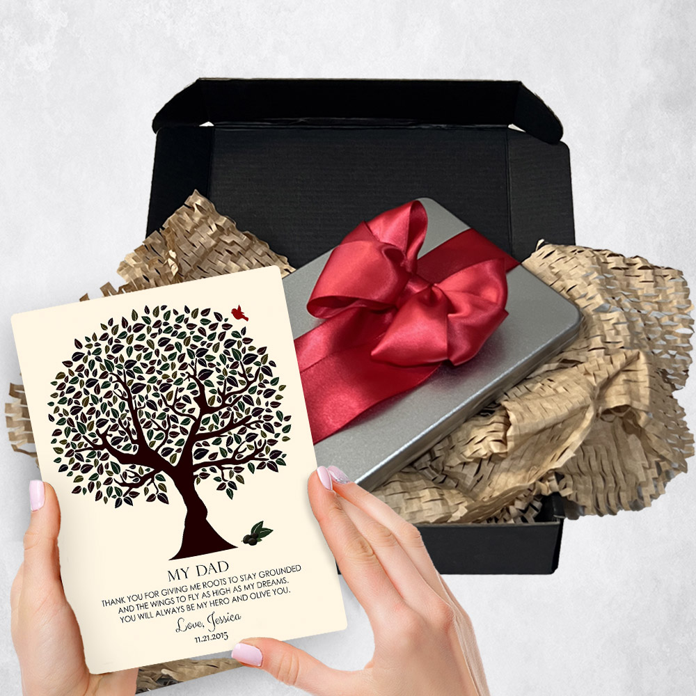 Personalized wedding gift delivery for father Olive Tree  plaque for a unique and permanent flower delivery alternative. wedding gift delivery.