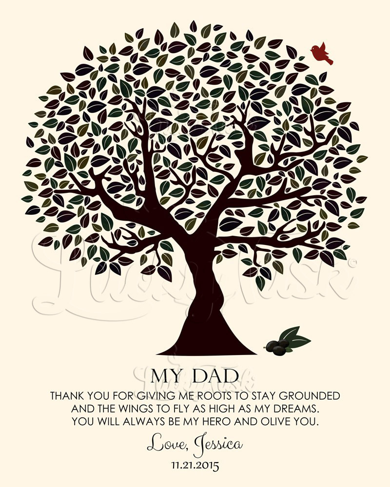 Dark Olive Dad Appreciation Tree Poem on Yellow wedding Wall Plaque LTC-1175