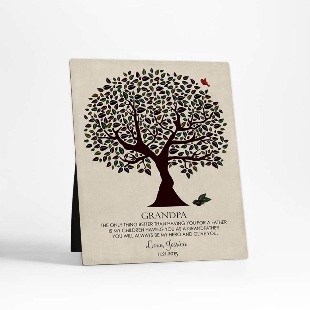 Single image of Olive Tree family appreciation  Desktop Plaque