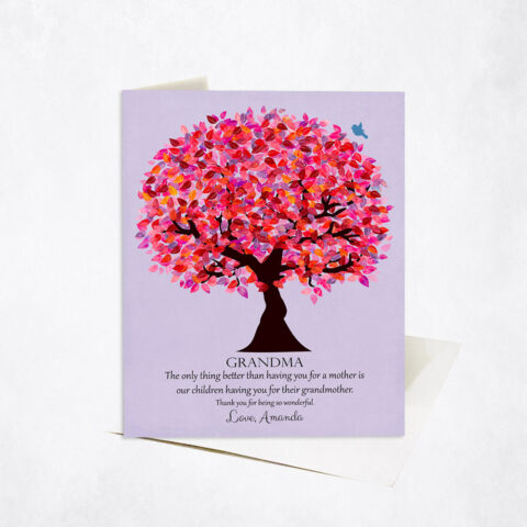 Pink Grandmother Appreciation Tree Quote family appreciation Stationery Card-1177